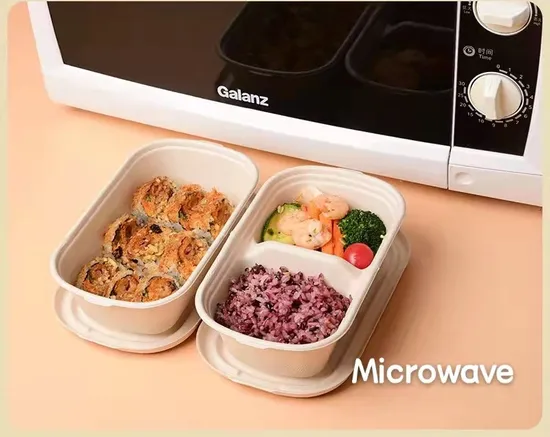 Tigelas de Sopa Descartáveis ​​Compostáveis ​​Ecologicamente Corretas Biodegradável Bagaço Celulose Papel Talheres Prato De 10 Polegadas Com 3 Compartimentos